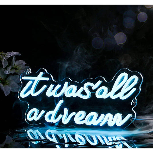 Lovely Bright Ice Blue “It was all a dream” LED Night Light Room Wall Decoration
