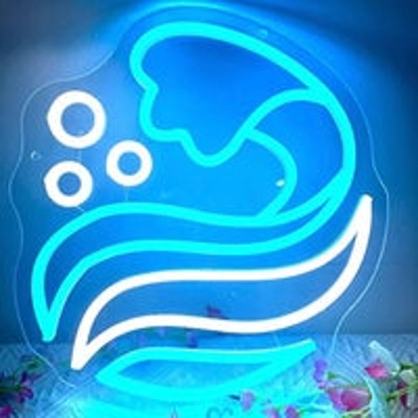 Lovely White Blue Crashing Waves LED Night Light Room Wall Art Decoration
