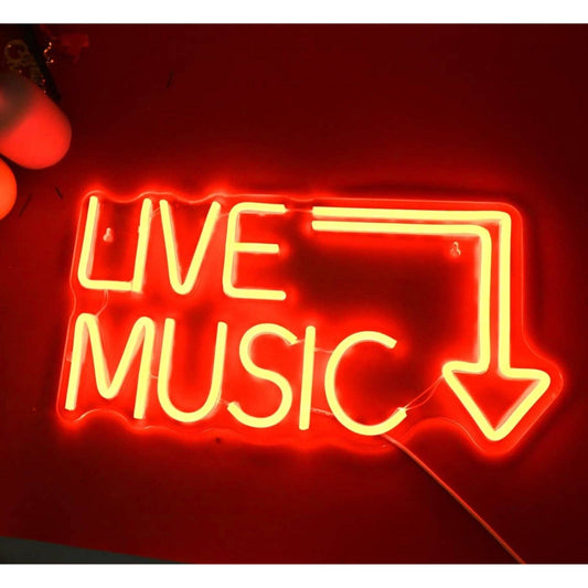 Fun Bright Red Live Music Arrow Sign LED Night Light Wall Party Concert Decorati