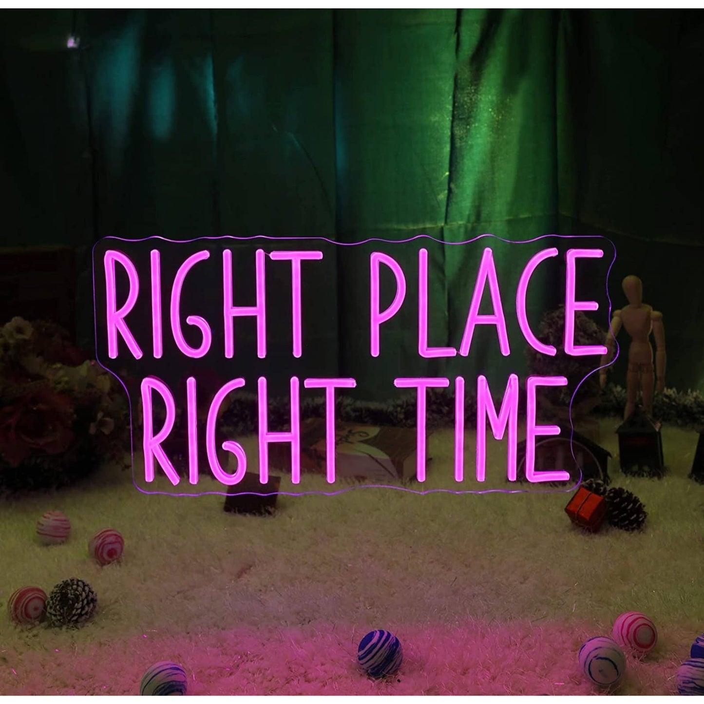 Lovely Bright Purple “Right Place Right Time” LED Night Light Room Wall Decorati