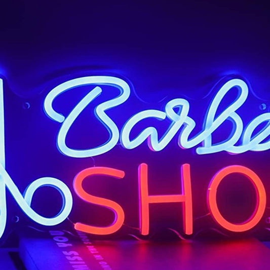 Vivid Bright Blue / Red Barber Shop Scissors LED Light Store Business Decor