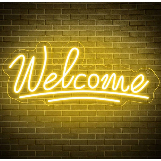 Lovely Bright Warm Yellow Welcome LED Night Light Room Wall Decoration