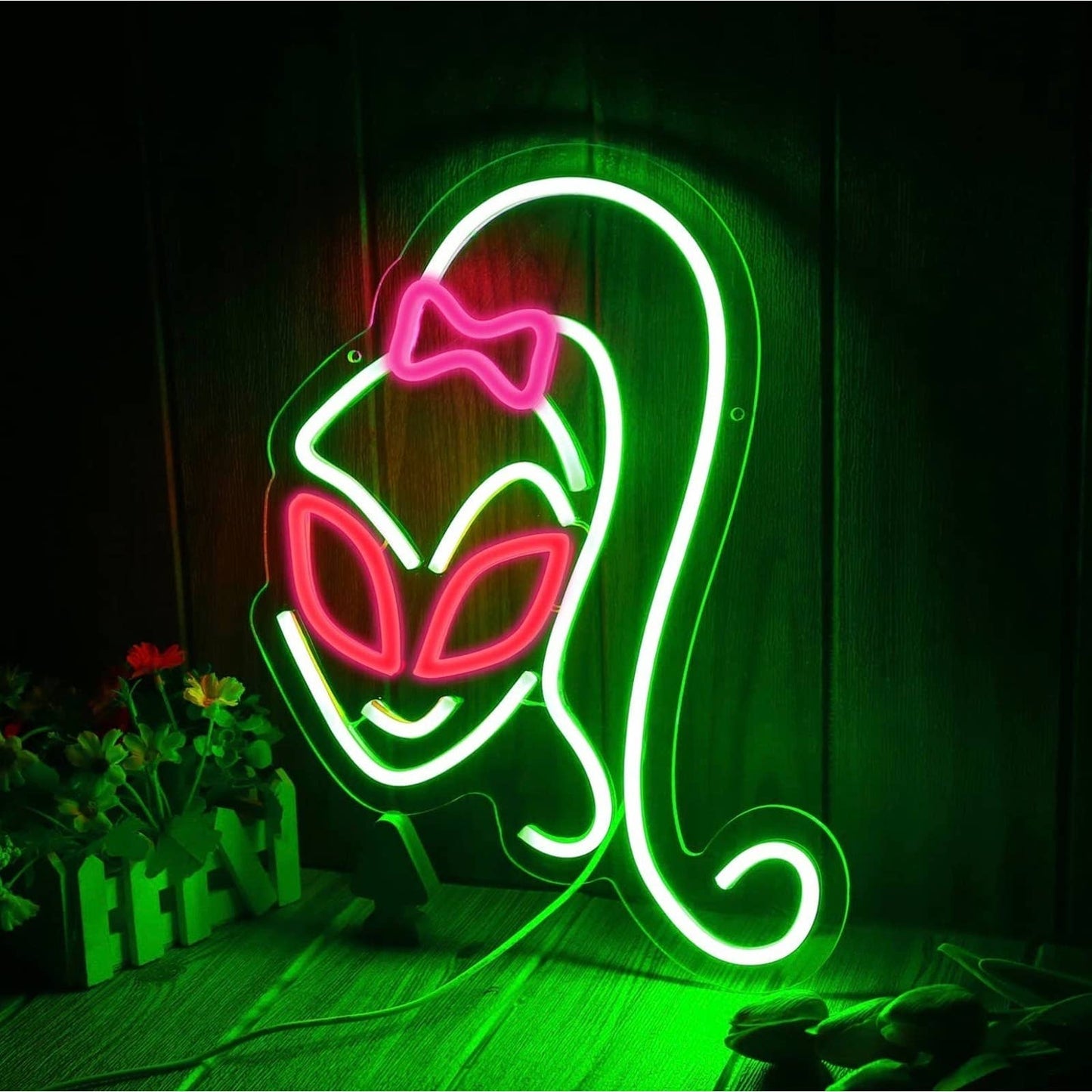 Cute Unique Bright Alien Girl LED Night Light Room Wall UFO Decoration