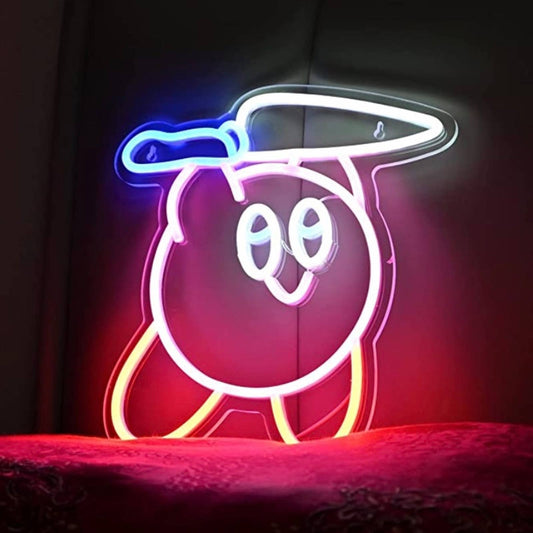 Super Cute Bright Kirby w/ Knife LED Night Light Video Game Decoration
