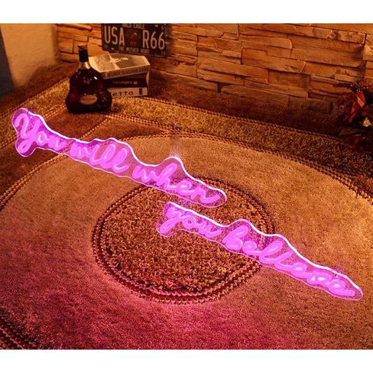 Lovely Bright “You Will When You Believe” LED Night Light Room Wall Decor