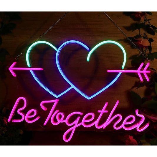 Vivid Bright Double Heart “BeTogether” Love Arrow LED Night Light Decoration
