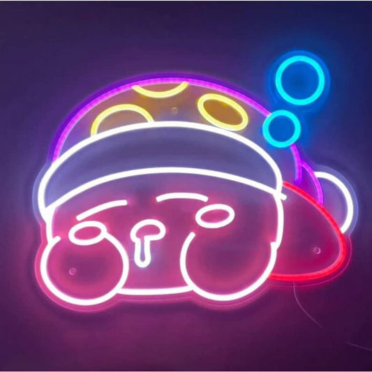 Fun Bright Cute Sleeping Kirby LED Night Light Game Room Decor