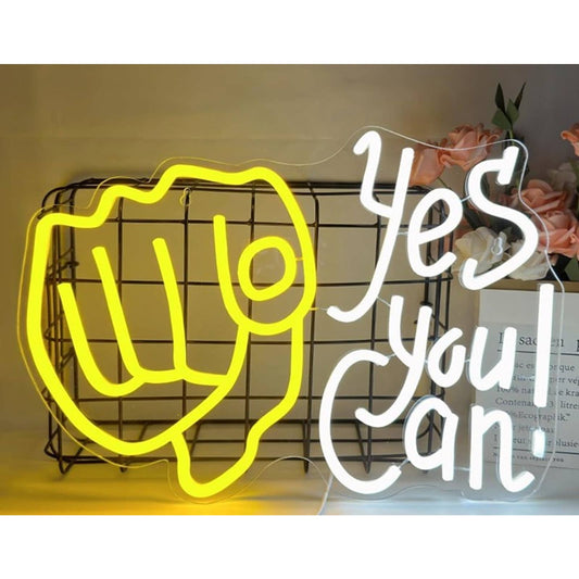 Vivid Bright Yellow Hand “Yes You Can!” LED Night Light Motivation Decoration