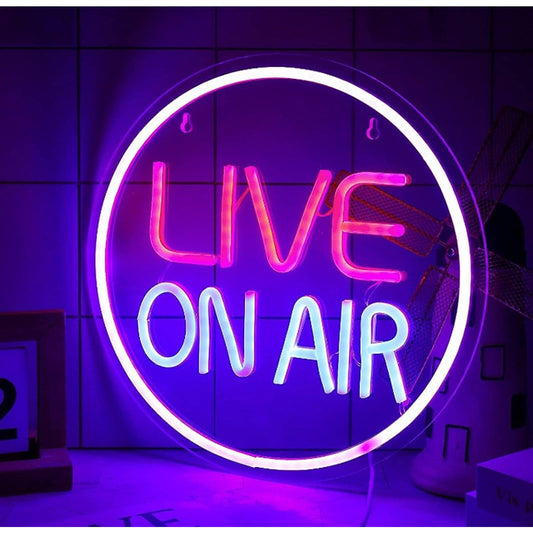 Vivid Bright Circle Live On Air LED Night Light Studio Radio Streaming Sign