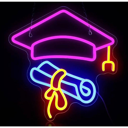 Lovely Bright Pink Graduation Cap LED Night Light Room Wall Decor