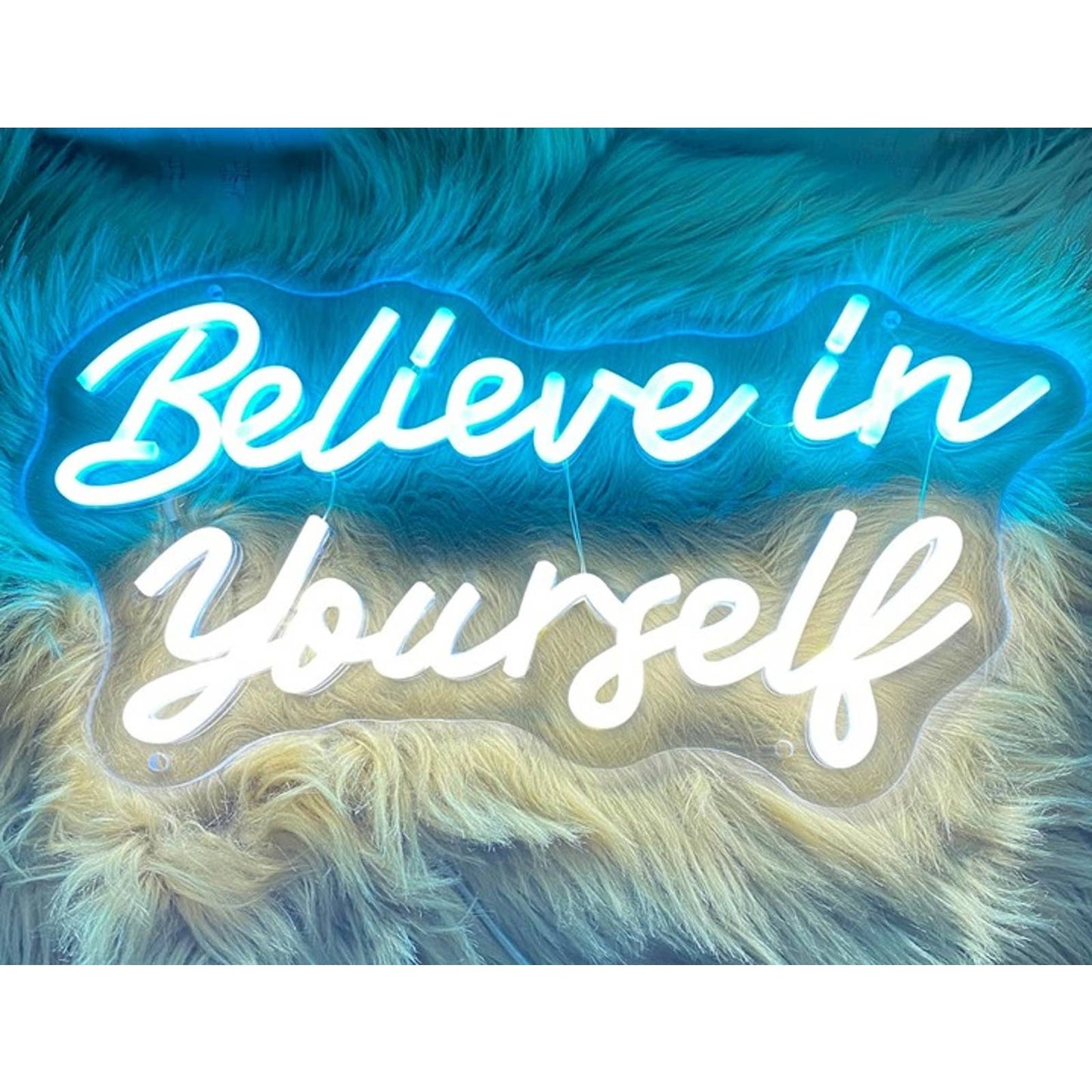 Vivid Bright Cursive “Believe in Yourself” LED Night Light Room Wall Decor