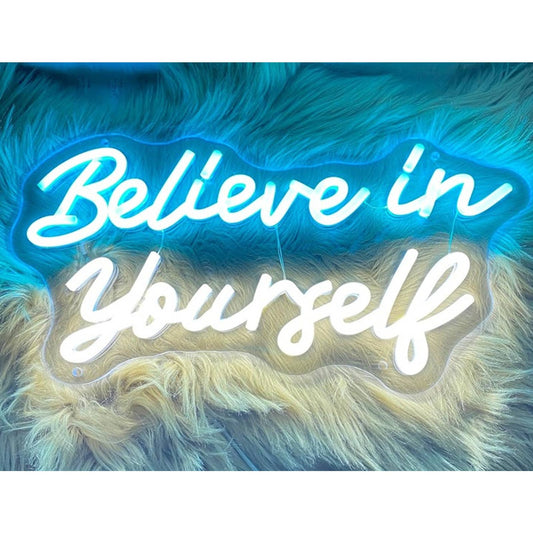 Vivid Bright Cursive “Believe in Yourself” LED Night Light Room Wall Decor