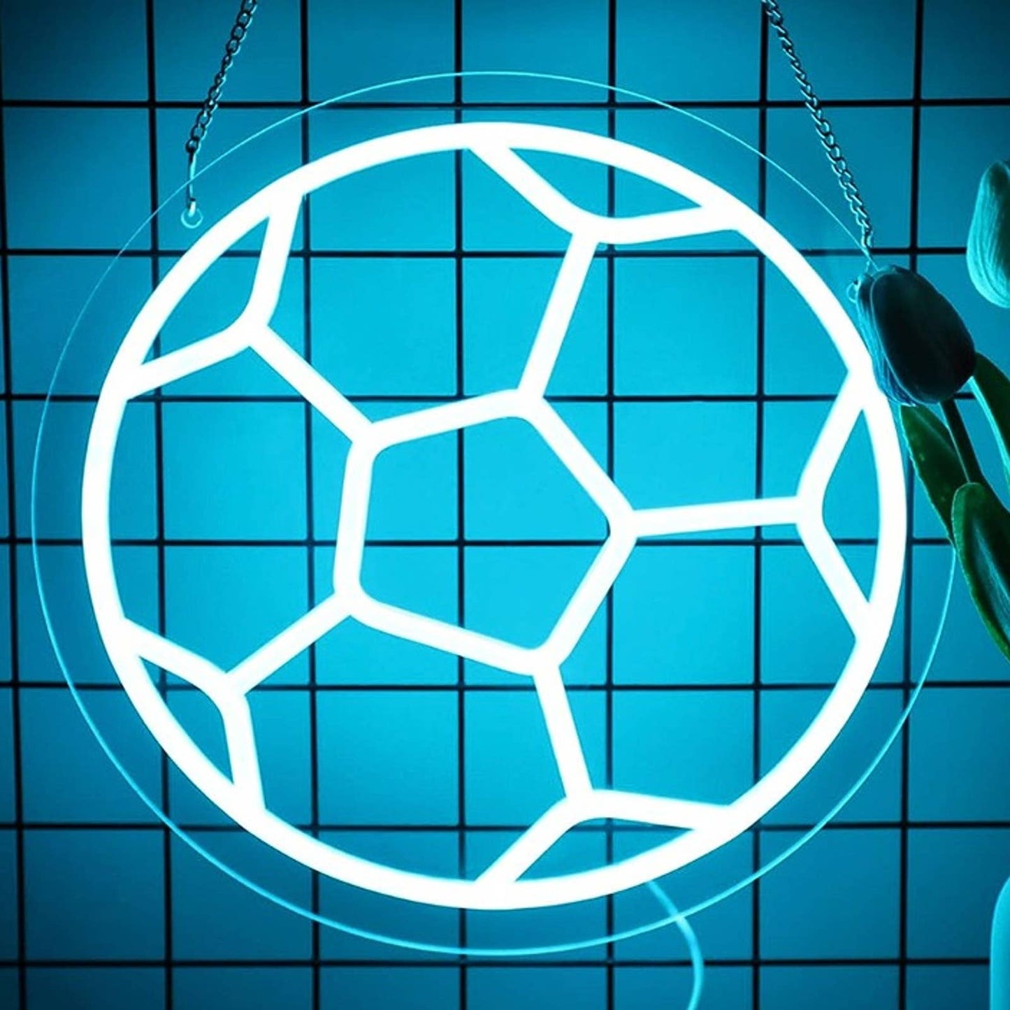 Vivid Fun Bright Blue SoccerBall LED Night Light Sports Room Decor