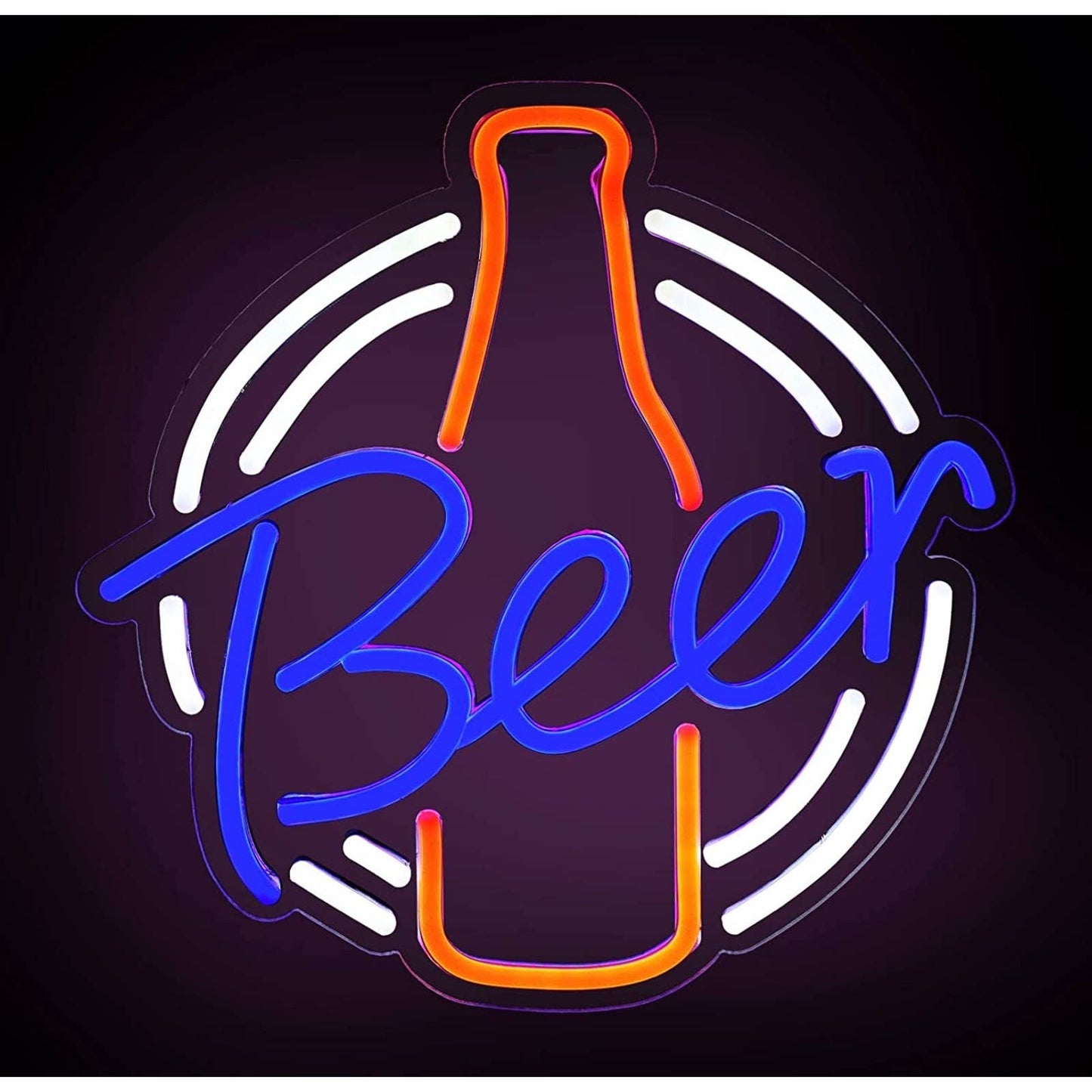 Bright Blue Beer Round LED Night Light Bar Sign Wall Decoration