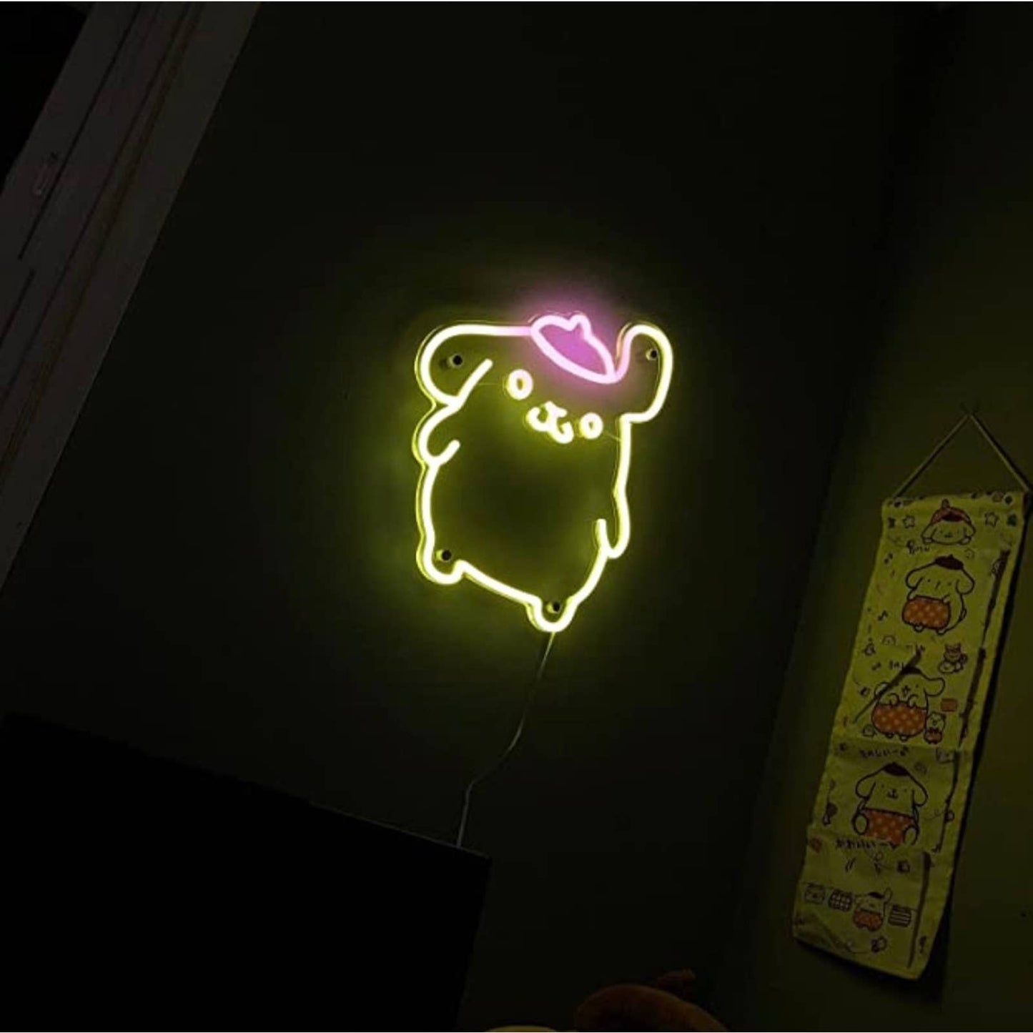 Cute Bright Yellow Pom Pom Purin Anime LED Night Light Anime Japan Room Wall Dec
