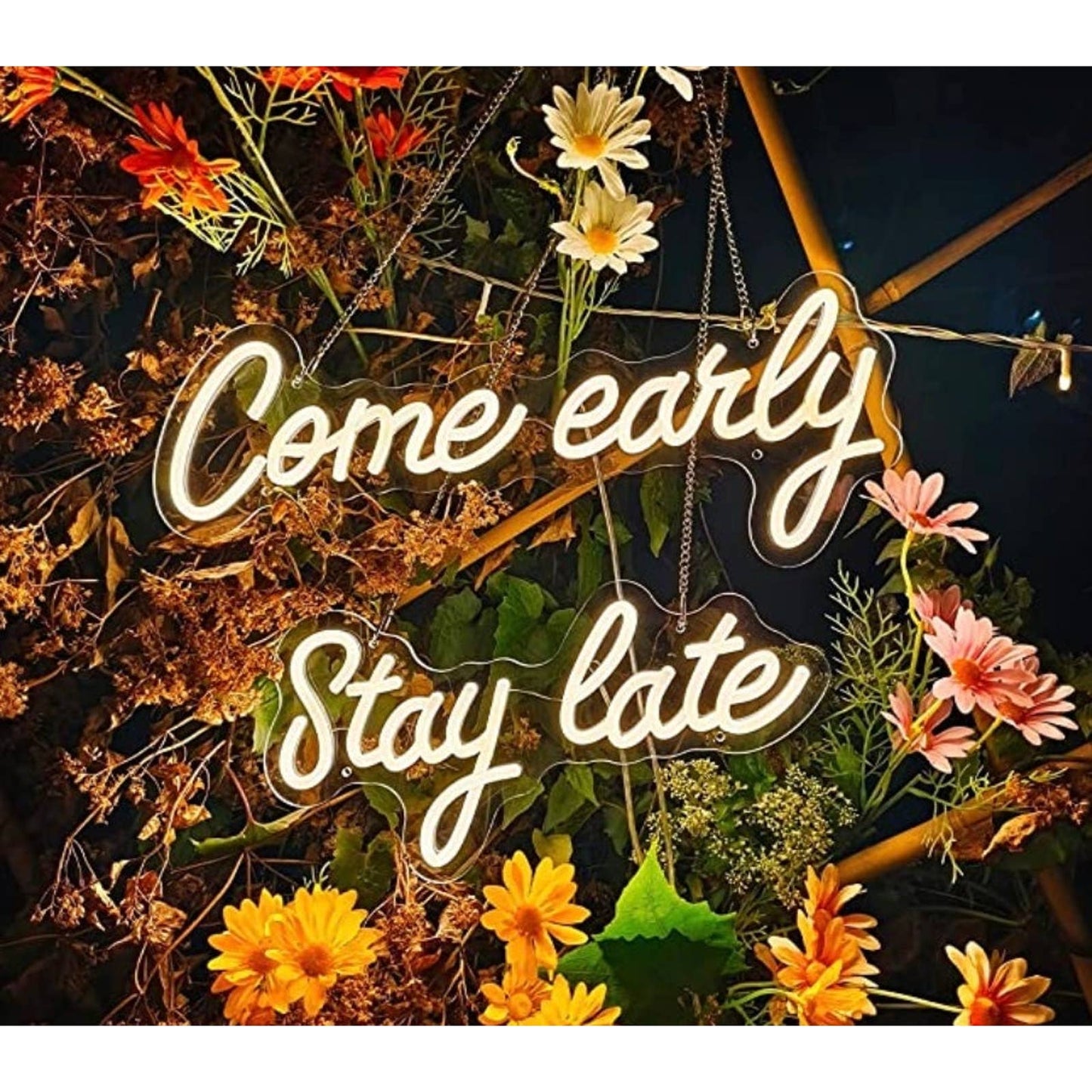 Lovely Warm Bright Come Early Stay Late LED Night Light Room Wall Decoration