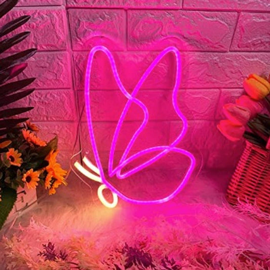 Super Adorable Bright Pink Butterly LED Night Light Room Wall Decoration