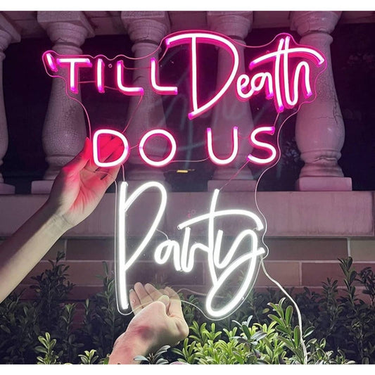 Fun Bright Large “Till Death Do Us Party” LED Night Light Wedding Marriage Decor