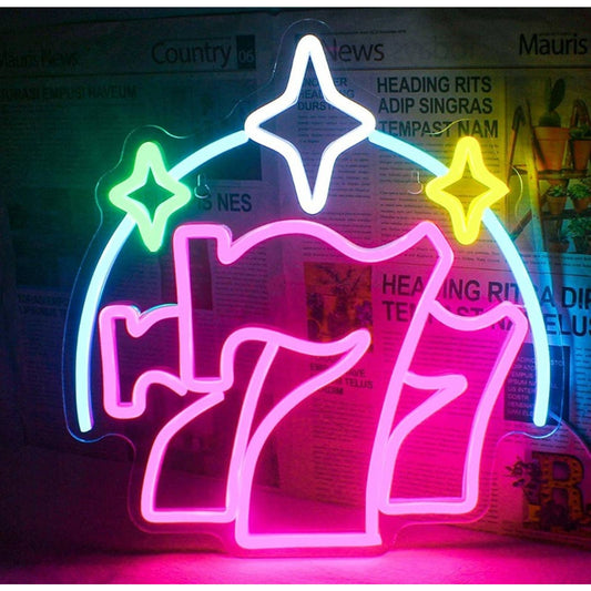 Vivid Bright ColorfulTriple 7 Star LED Night Light Game Room Wall Decor