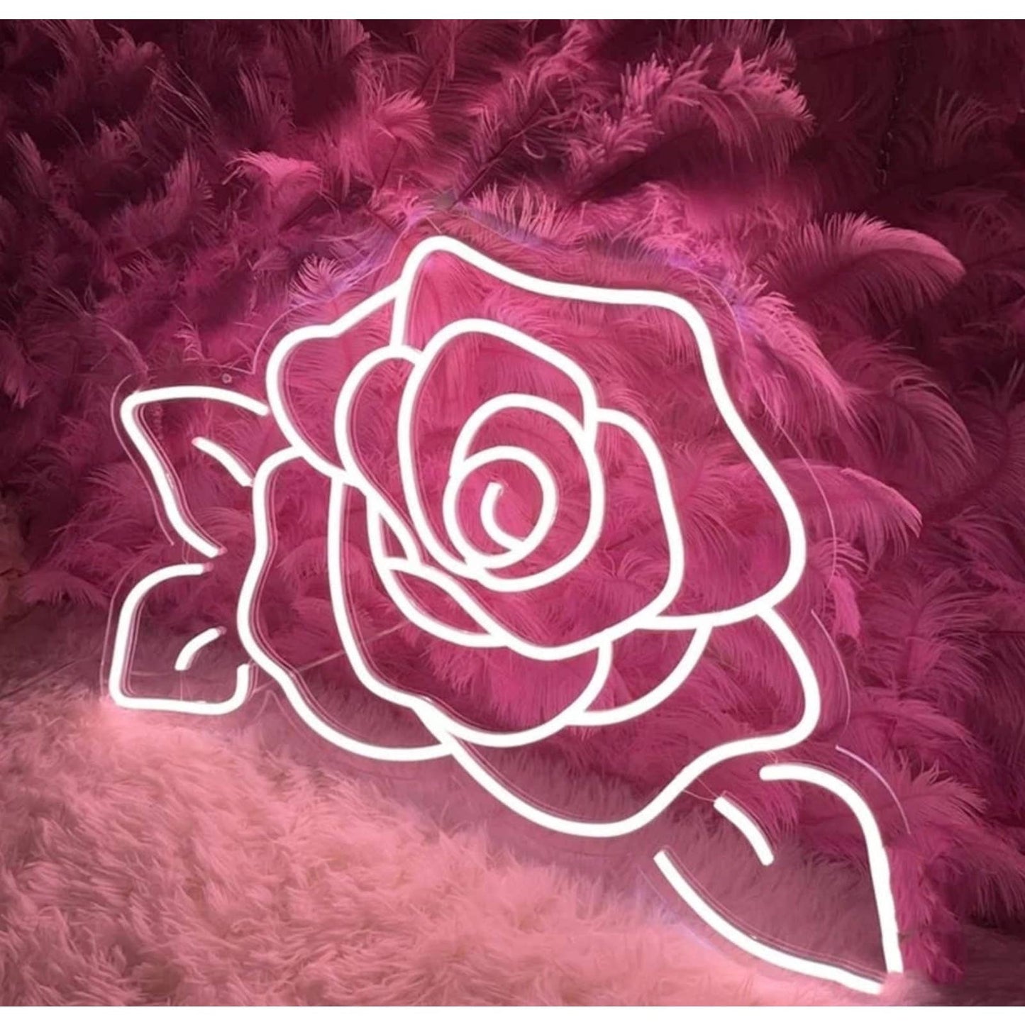 Adorable Bright Soft Pink Rose LED Night Light Love Room Wall Art Decoration