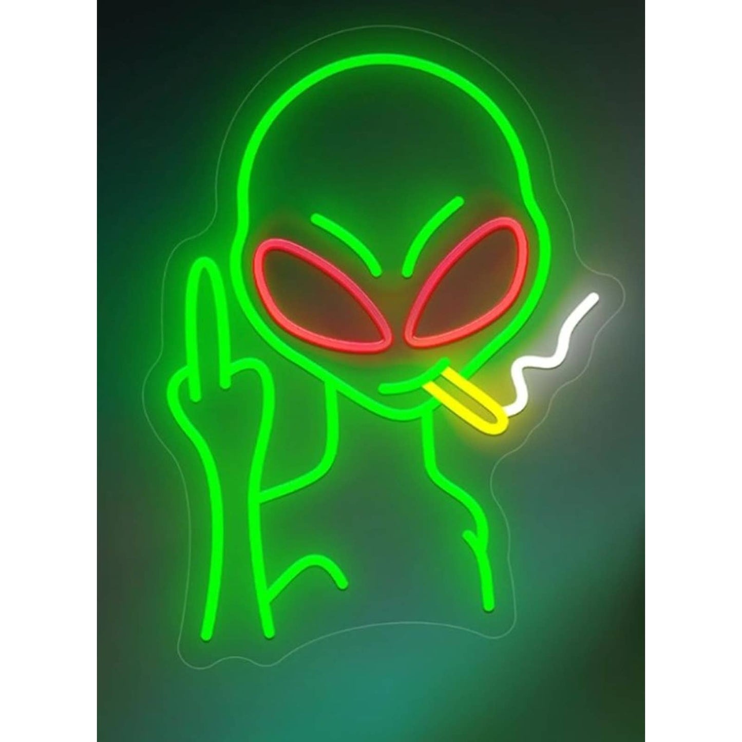 Fun Bright Green Red Eyed Alien LED Night Light Room Wall Decor