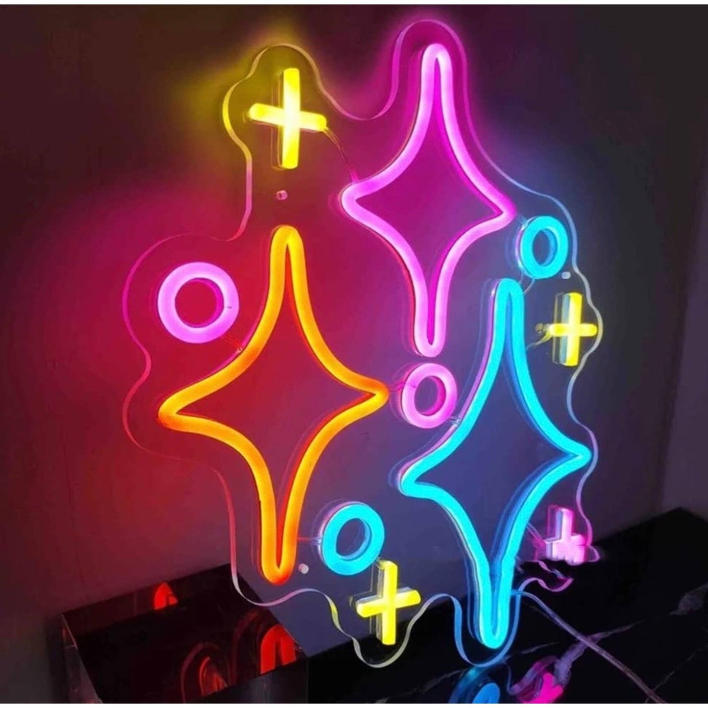 Fun Bright Colorful Sparkling Stars LED Night Light Room Wall Decoration