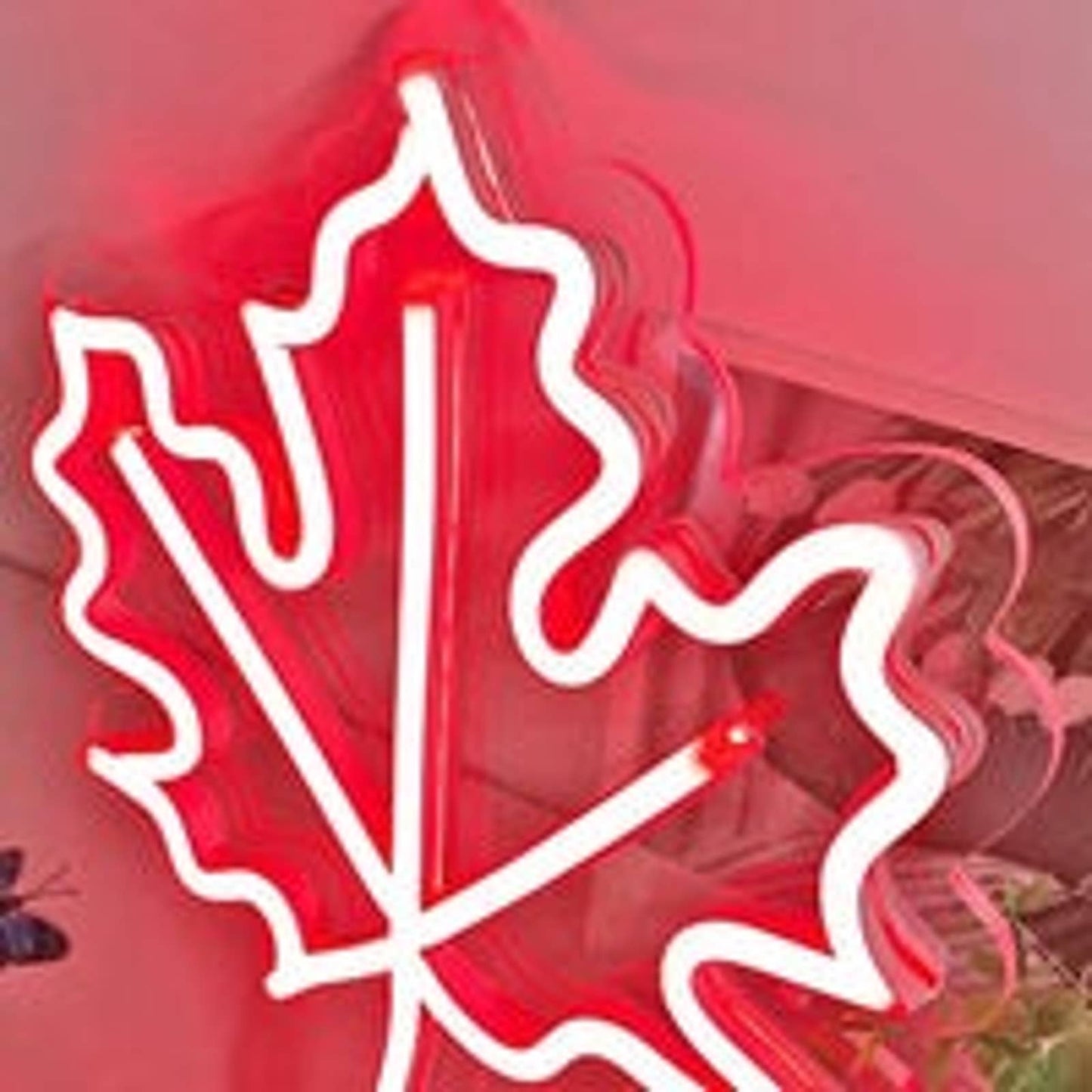 Vivid Bright Red Maple Leaf LED Night Light Canada Room Wall Decoration