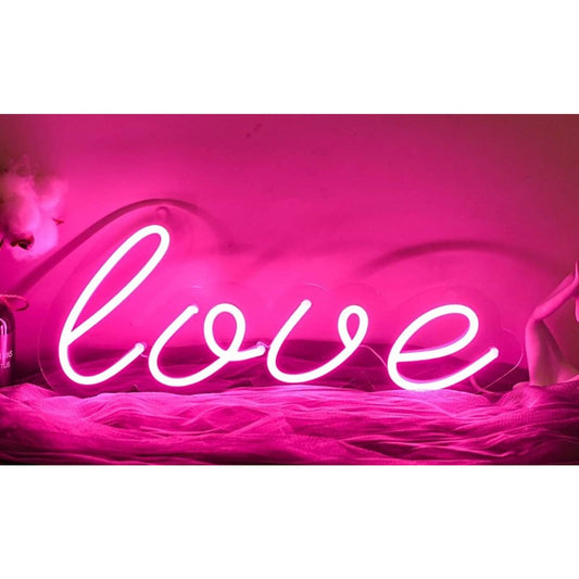 Romantic Vivid Bright Pink Love LED Night Light Sign Room Wall Decor