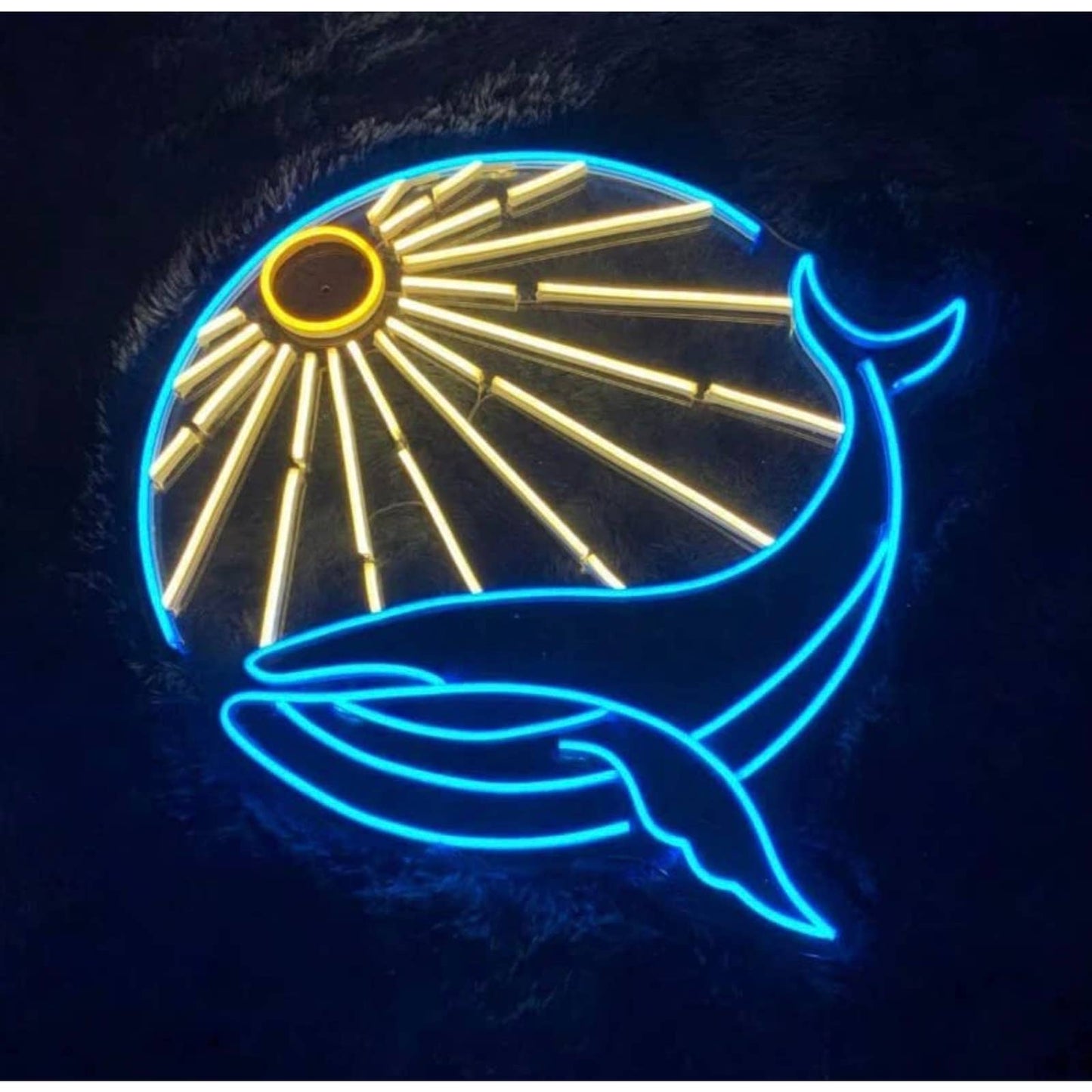 Beautiful Bright Blue Whale Sunset LED Night Light Room Wall Decor