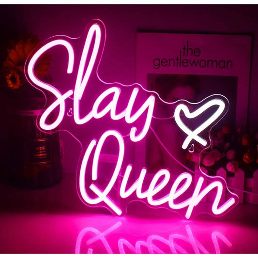 Lovely Bright Pink “Slay Queen” Heart LED Night Light Room Wall Decoration