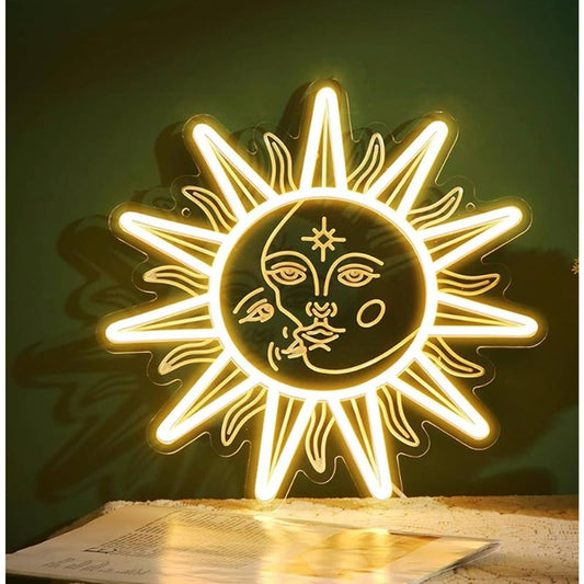 Lovely Bright Unique Shining Sun & Moon LED Night Light Room Wall Art Decor