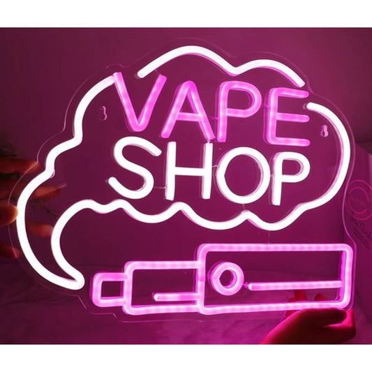 Vivid bright Pink “Vape Shop” LED Night Light Room Wall Shop Decor