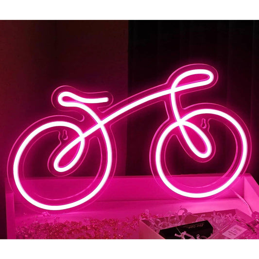 Cute Bright Pink Bicycle LED Night Light Room Wall Decoration