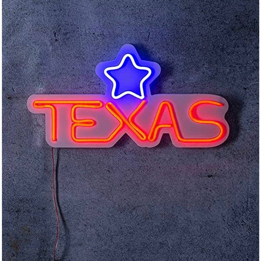 Vivid Bright Blue / Red Texas Star LED Night Light Room Wall Decoration