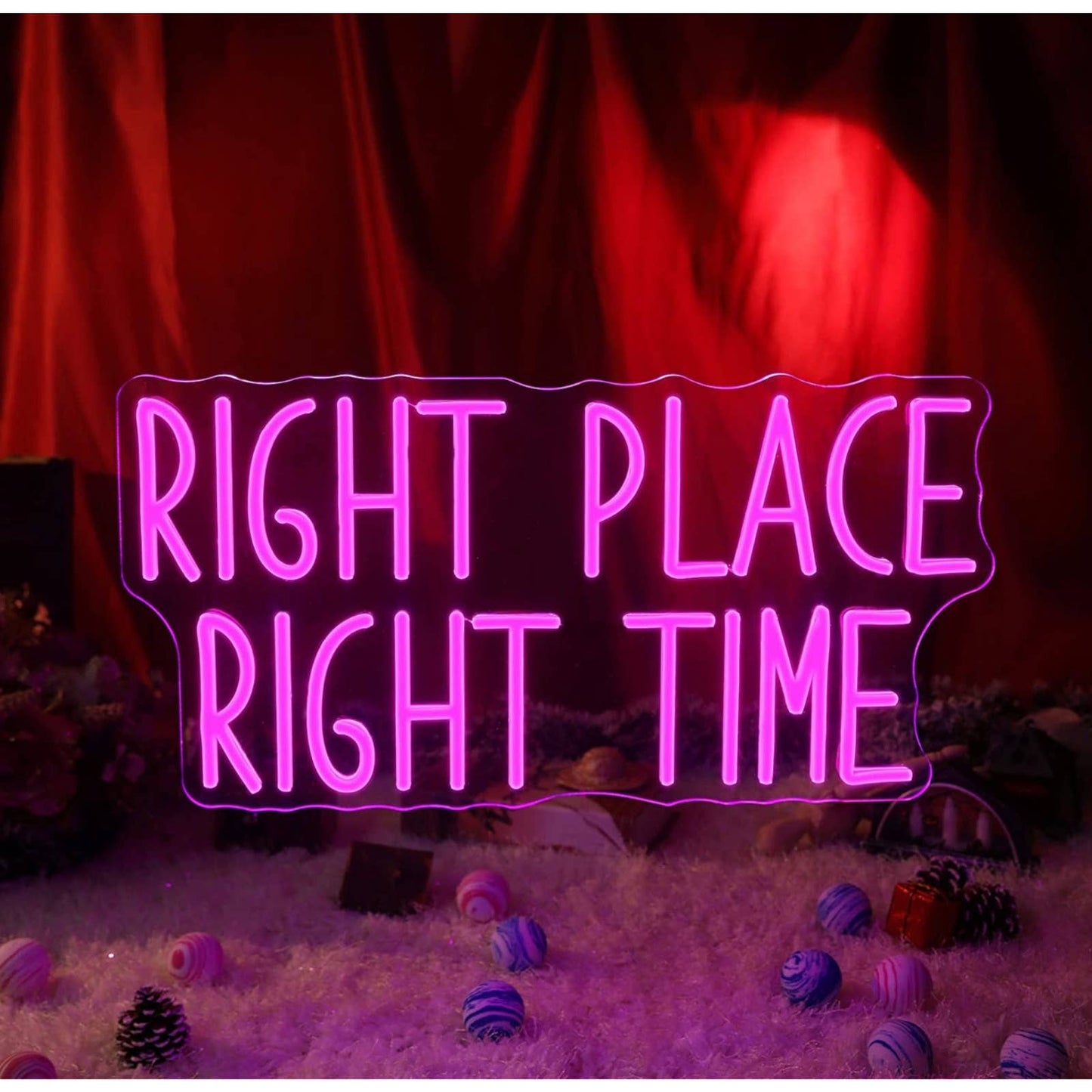 Lovely Bright Purple “Right Place Right Time” LED Night Light Room Wall Decorati