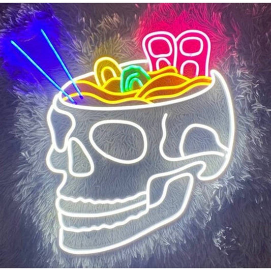 Fun Bright Colorful Skull Skeleton Pasta Bowl LED Night Light Room Wall Decorati