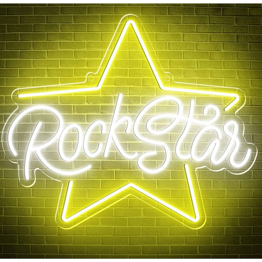 Lovely Bright Yellow Rockstar Star LED Night Light Room Wall Decoration