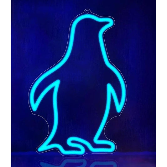 Lovely Bright Simple Blue Penguin LED Night Light Room Wall Decor