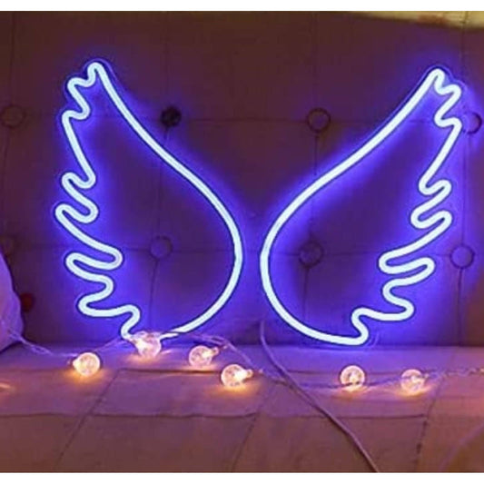 Lovely Bright Blue Angel Wing LED Night Light Room Wall Decoration