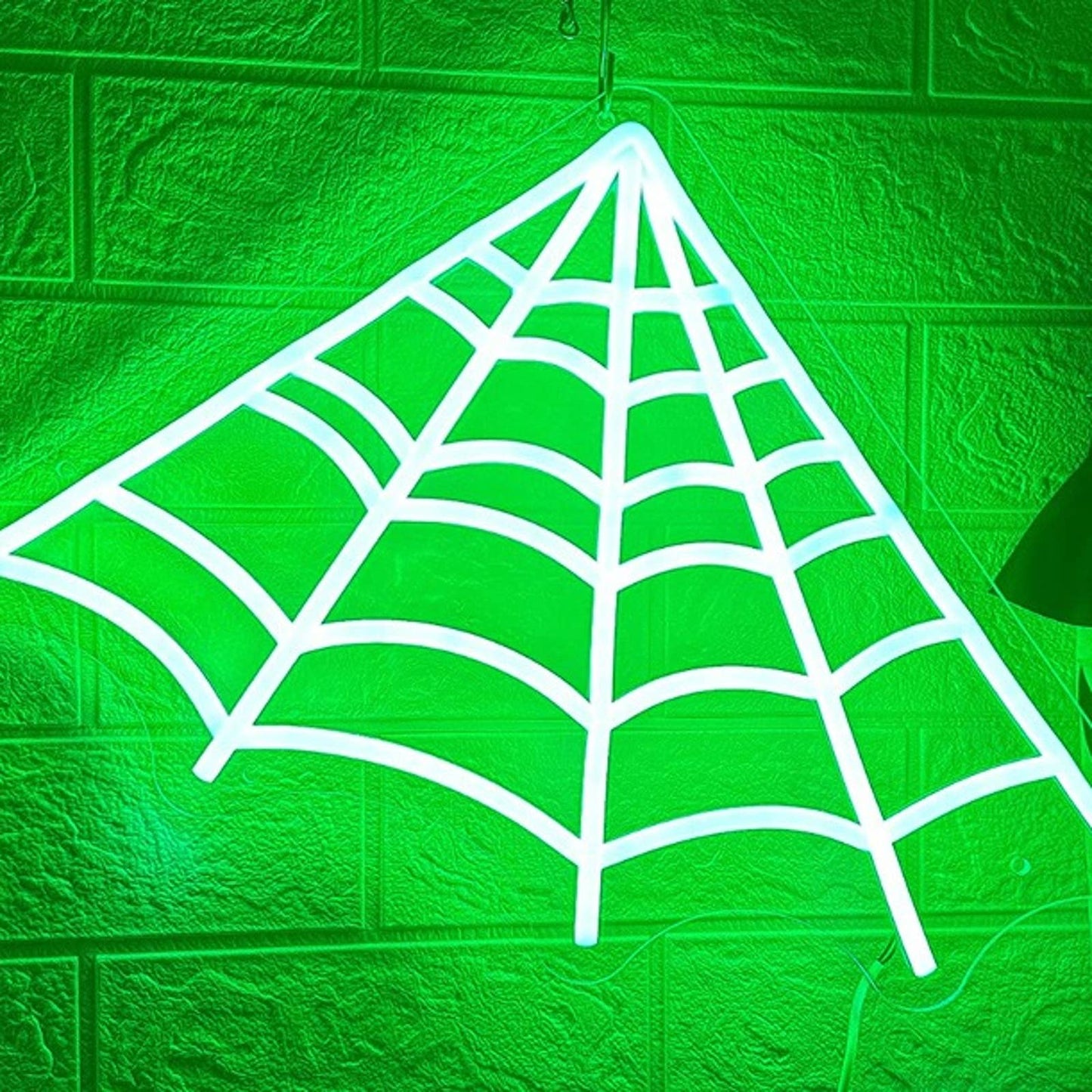 Spooky Vivid Bright Green Spider Web LED Night Light Halloween Decor