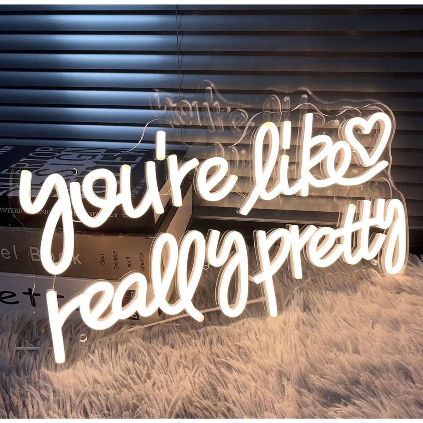 Lovely Cool White “You’re Like Really Pretty” Heart LED Night Light Room Wall De
