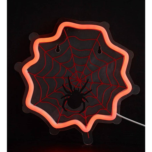 Spooky Vivid Bright Red Spiderweb  LED Night Light Halloween Decor