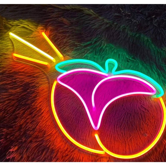 Fun Bright Peach Booty Fruit LED Night Light Room Wall Emoji Decoration