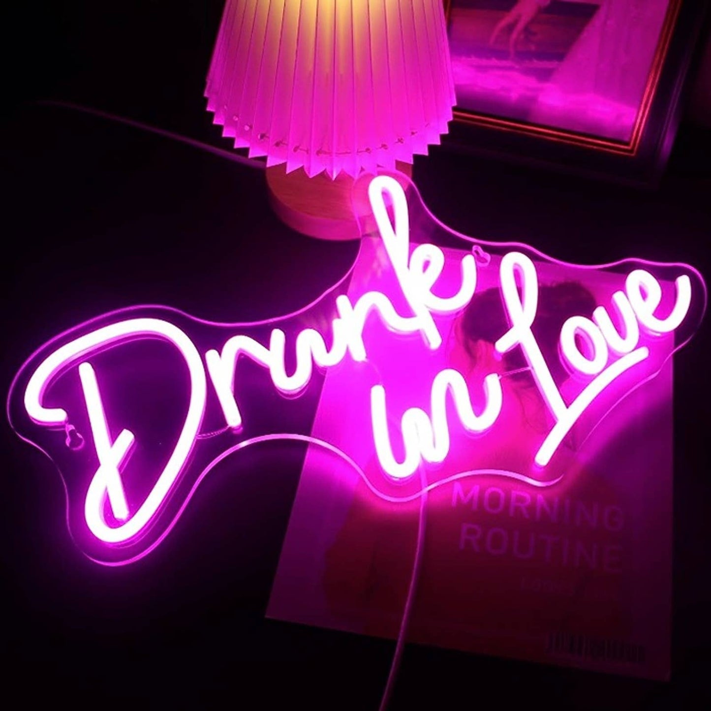Lovely Vivid Bright Pink Drunk in Love LED Night Light Room Wall Decoration