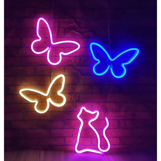 Adorable Vivid Bright 3 Color Butterfly + Cat LED Night Light