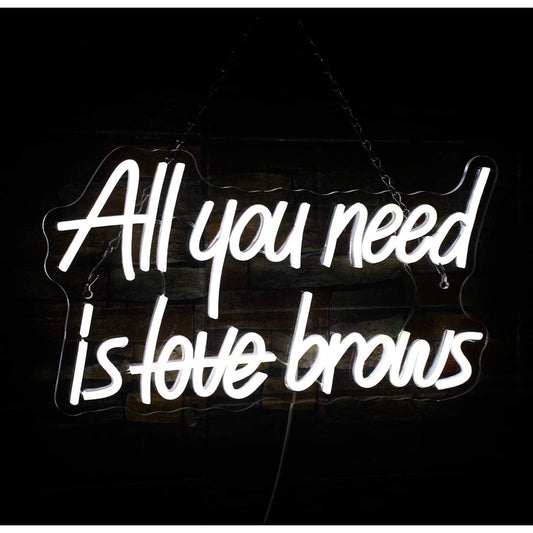 Lovely Bright White “All You Need is Brows” LED Night Light Salon Spa Decor
