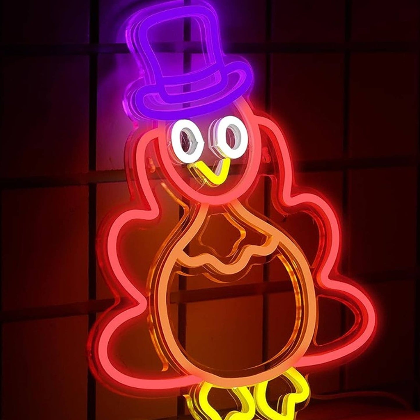 Fun Bright Bright Colorful Turkey Wearing a Hat LED Night Light Room Decor