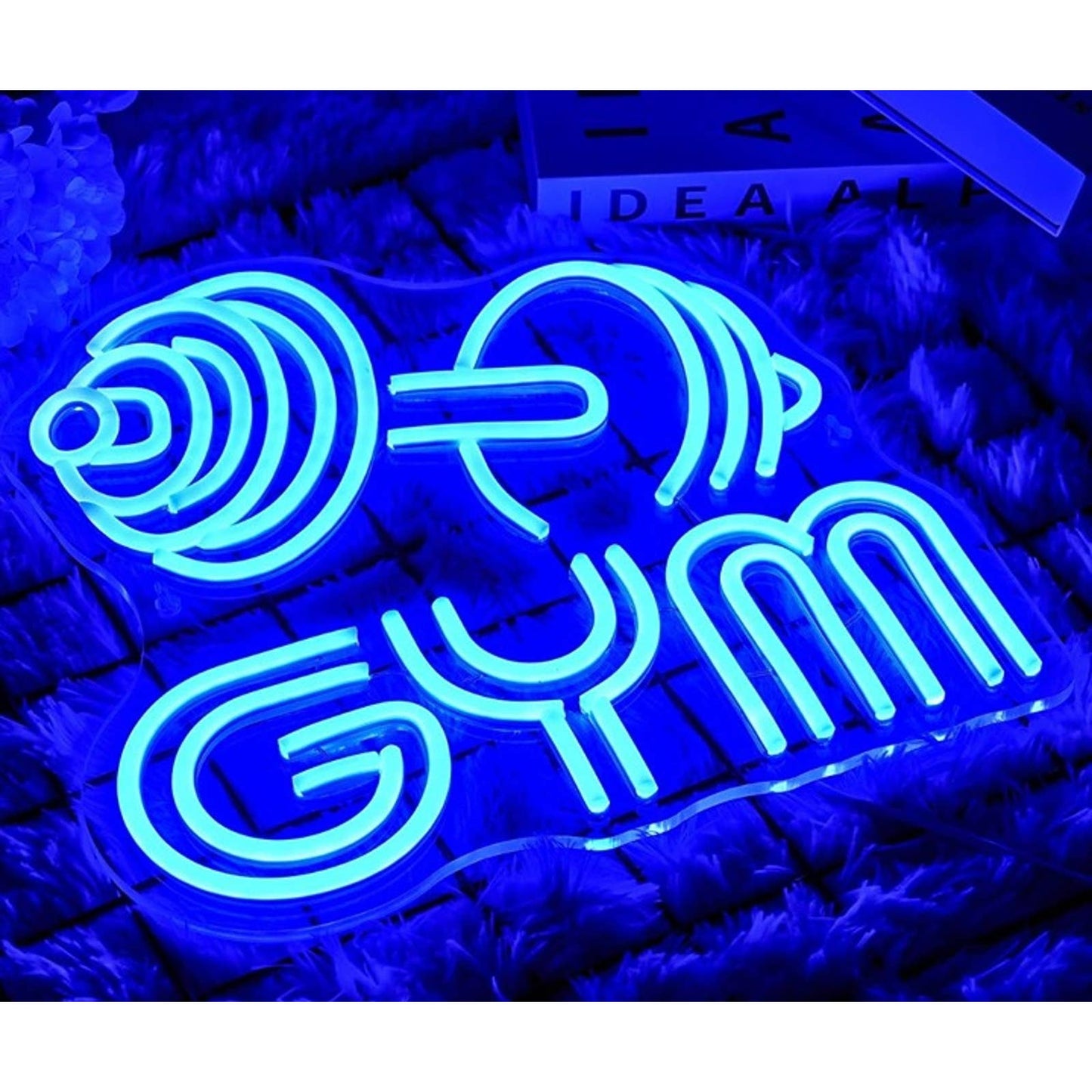 Vivid Bright Fun Blue Dumbbell GYM LED Night Light Exercise Workout Decor
