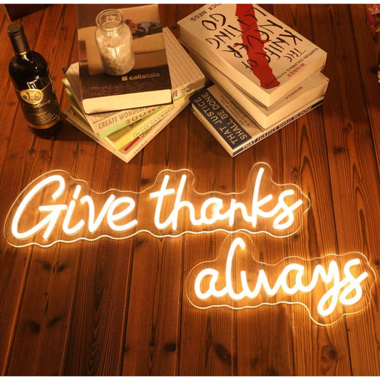 Lovely Warm Bright “Give Thanks Always” LED Night Light Room Wall Decoration