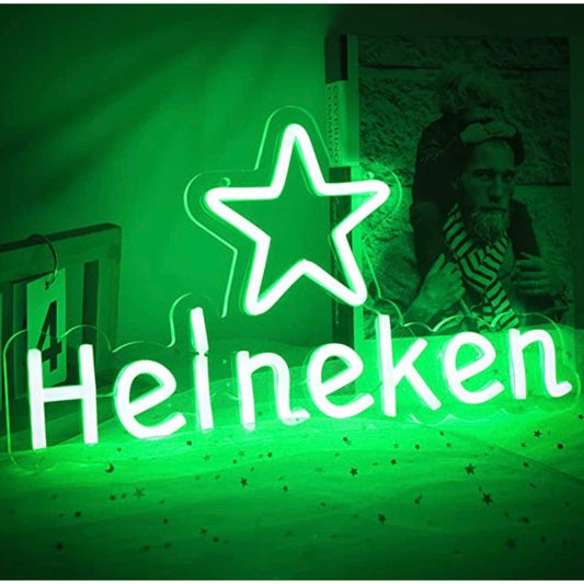 Vivid Bright Green Heineken Beer LED Night Light Bar Wall Decoration